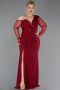 Long Burgundy Dantelle Plus Size Evening Gown ABU6339