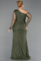 Long Olive Drab Dantelle Plus Size Evening Gown ABU6339