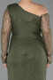 Long Olive Drab Dantelle Plus Size Evening Gown ABU6339