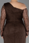 Long Brown Dantelle Plus Size Evening Gown ABU6339