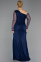 Long Navy Blue Dantelle Plus Size Evening Gown ABU6339