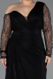Long Black Dantelle Plus Size Evening Gown ABU6339