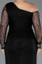 Long Black Dantelle Plus Size Evening Gown ABU6339