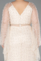 Long Beige Beaded Plus Size Evening Dress ABU6350