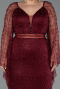 Long Burgundy Beaded Plus Size Evening Dress ABU6350
