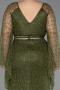 Long Olive Drab Beaded Plus Size Evening Gown ABU6350