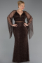 Long Brown Beaded Plus Size Evening Gown ABU6350