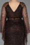 Long Brown Beaded Plus Size Evening Gown ABU6350