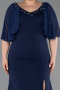 Long Navy Blue Plus Size Evening Gown ABU6353