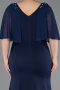 Long Navy Blue Plus Size Evening Gown ABU6353