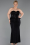 Long Black Dantelle Plus Size Evening Dress ABU6361