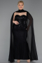 Long Black Dantelle Plus Size Evening Dress ABU6361