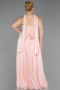 Long Salmon Chiffon Plus Size Evening Gown ABU5793