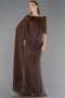 Long Brown Beaded Evening Dress ABU5816