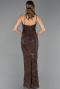 Long Brown Scaly Evening Dress ABU5713