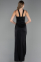 Long Black Satin Evening Gown ABU6367