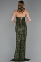 Long Olive Drab Scaly Prom Gown ABU6218