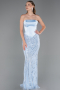 Long Light Blue Beaded Mermaid Evening Gown ABU6315