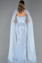 Long Light Blue Beaded Mermaid Evening Gown ABU6315