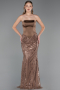Long Brown Beaded Mermaid Evening Gown ABU6315