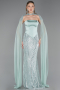 Long Mint Beaded Mermaid Evening Gown ABU6315