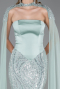 Long Mint Beaded Mermaid Evening Gown ABU6315