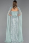 Long Mint Beaded Mermaid Evening Gown ABU6315