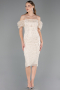 Midi Beige Beaded Cocktail Dress ABK2667