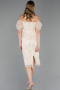Midi Beige Beaded Cocktail Dress ABK2667