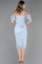 Midi Light Blue Beaded Cocktail Dress ABK2667
