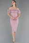 Midi Powder Color Beaded Cocktail Dress ABK2667