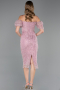 Midi Powder Color Beaded Cocktail Dress ABK2667