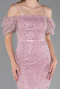 Midi Powder Color Beaded Cocktail Dress ABK2667