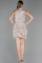 Short Beige Scaly Party Dress ABK2671