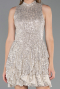 Short Beige Scaly Party Dress ABK2671