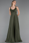 Long Olive Drab Satin Prom Gown ABU5146