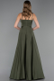 Long Olive Drab Satin Prom Gown ABU5146