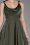 Long Olive Drab Satin Prom Gown ABU5146