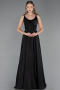 Long Black Satin Prom Gown ABU5146