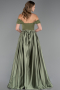 Long Olive Drab Satin Evening Dress ABU5995