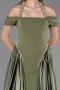 Long Olive Drab Satin Evening Dress ABU5995