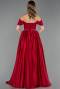 Long Red Satin Evening Dress ABU5995