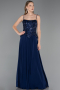 Long Navy Blue Chiffon Evening Dress ABU5931