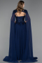 Long Navy Blue Chiffon Evening Dress ABU5931