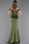 Long Olive Drab Satin Evening Dress ABU5976