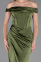 Long Olive Drab Satin Evening Dress ABU5976