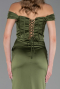 Long Olive Drab Satin Evening Dress ABU5976