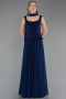 Long Navy Blue Chiffon Prom Gown ABU6369