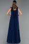 Long Navy Blue Chiffon Prom Gown ABU6369
