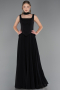 Long Black Chiffon Prom Gown ABU6369